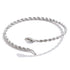 Silver snake bangle bracelet made from polished stainless steel with an open cuff design