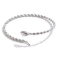 Silver snake bangle bracelet made from polished stainless steel with an open cuff design