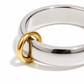 Close-up of Shai two-tone ring showing the gold PVD accent and silver-tone band