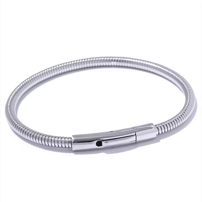 Introducing the Ava Cord Bangle Bracelet - a sleek and modern accessory that effortlessly adds a chic touch to any outfit. Made with a flexible cord design, this bracelet is both stylish and comfortable to wear. Elevate your look with this versatile and sophisticated piece.

 

This piece is made to last, hypoallergenic  & waterproof.

316L Stainless Steel 18K Gold Plated

Max fit 7inches / Link 5mm wide