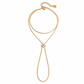Single Flower Hand Chain featuring an adjustable bracelet and ring connected by a sparkling cubic zirconia flower crafted from 18K Gold PVD-plated stainless steel