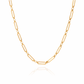 Close-up of a short gold paperclip chain necklace sitting at the collarbone for a layered look
