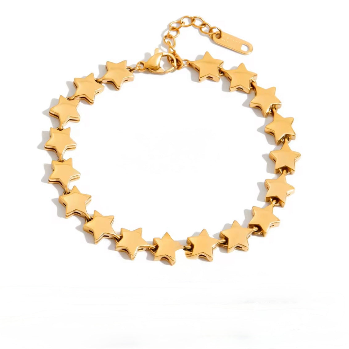 Gold Stars Bracelet with seamless connected star links, stainless steel non-tarnish jewelry by XMTX CollectionsStars Bracelet XMTX Collections