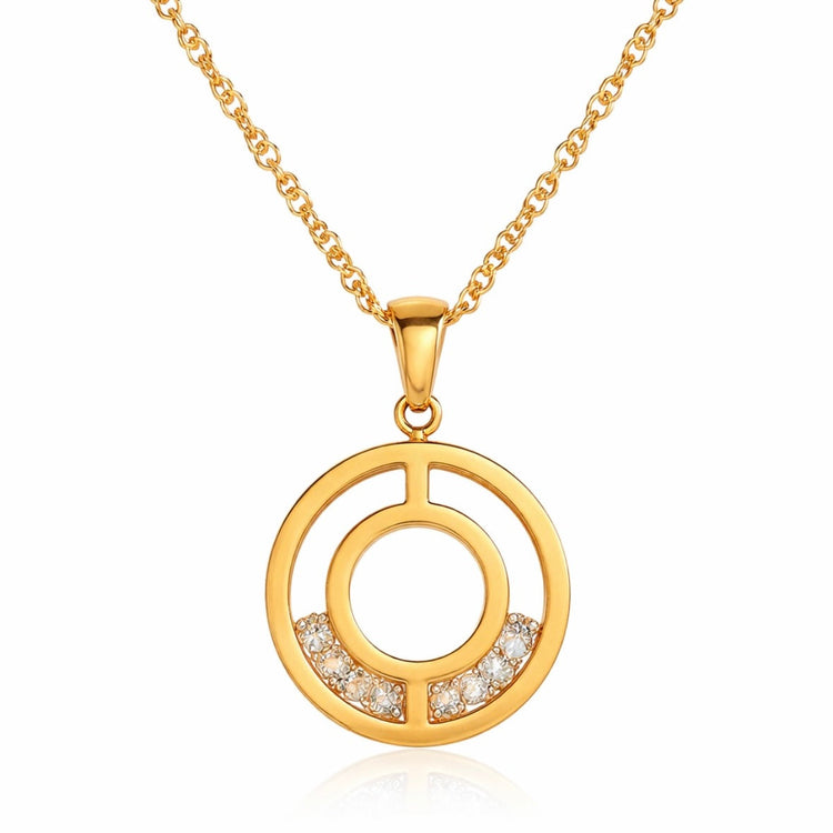 Stephanie gold circle pendant necklace stainless steel waterproof hypoallergenic twisted rope chain
