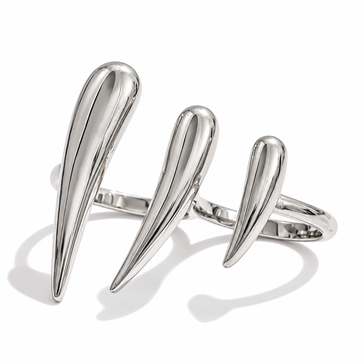 Vesper Dual Spike two-finger statement ring in 18K Gold PVD plated stainless steel