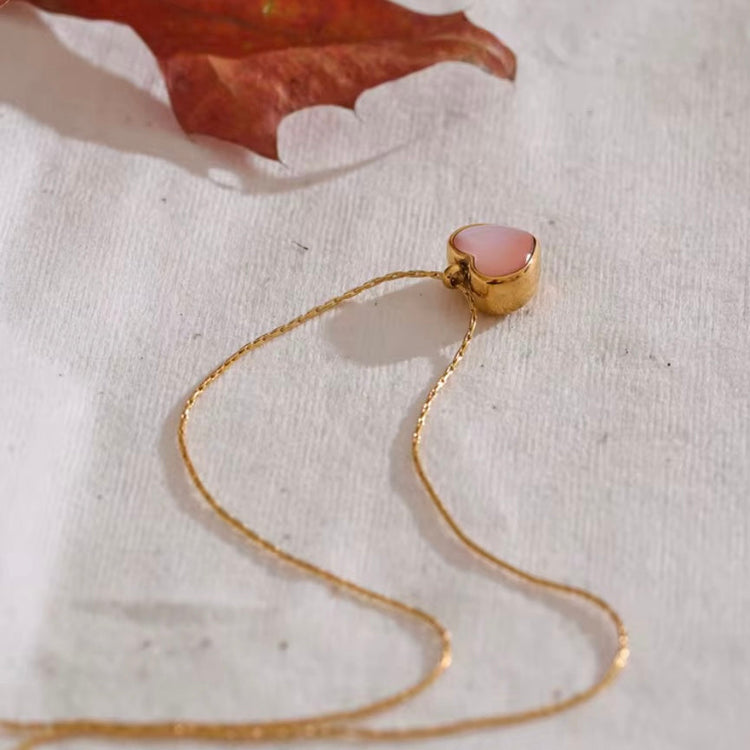Pink Heart Shell Necklace XMTX Collections
