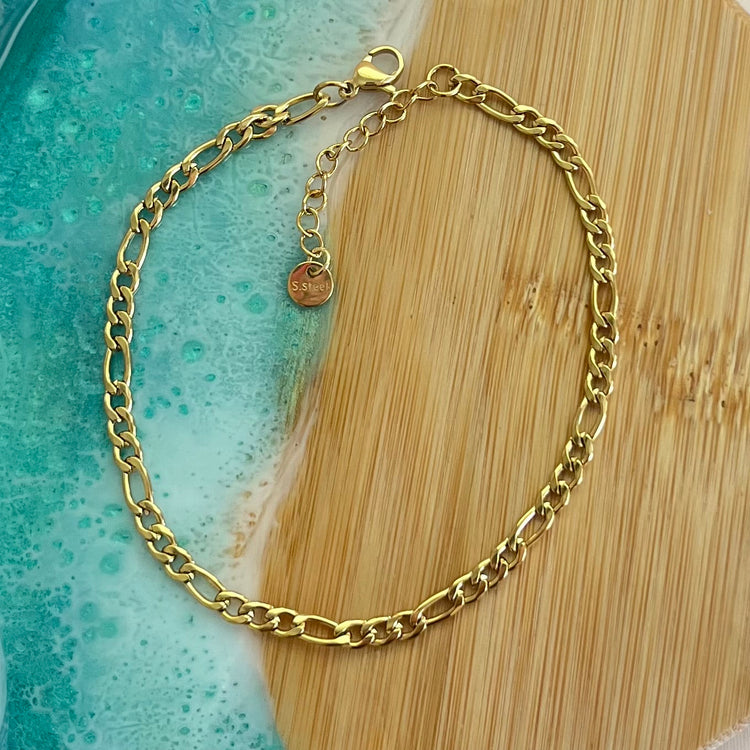 Figaro Chain Anklet Bracelet XMTX Collections