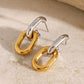 Introducing Erina Two Tone Chain Hoop Earrings - a must-have for any collection. These elegant earrings feature a trendy two-tone design and are sure to elevate any outfit. A staple for every fashion-forward individual.

Made to last!&nbsp;Tarnish and Water Resistant, Beach & Shower friendly, Hypoallergenic




18K Gold Plated over 316L Stainless Steel base