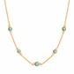 Mila stone necklace gold with turquoise and crystal accents waterproof stainless steel jewelry white background