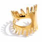 Gold statement cuff bracelet with molten drip design on white background, bold chunky gold jewelry