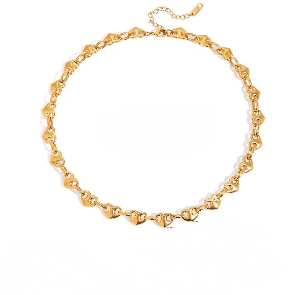 Gold puffy heart bracelet made from stainless steel, minimalist non tarnish heart jewelry