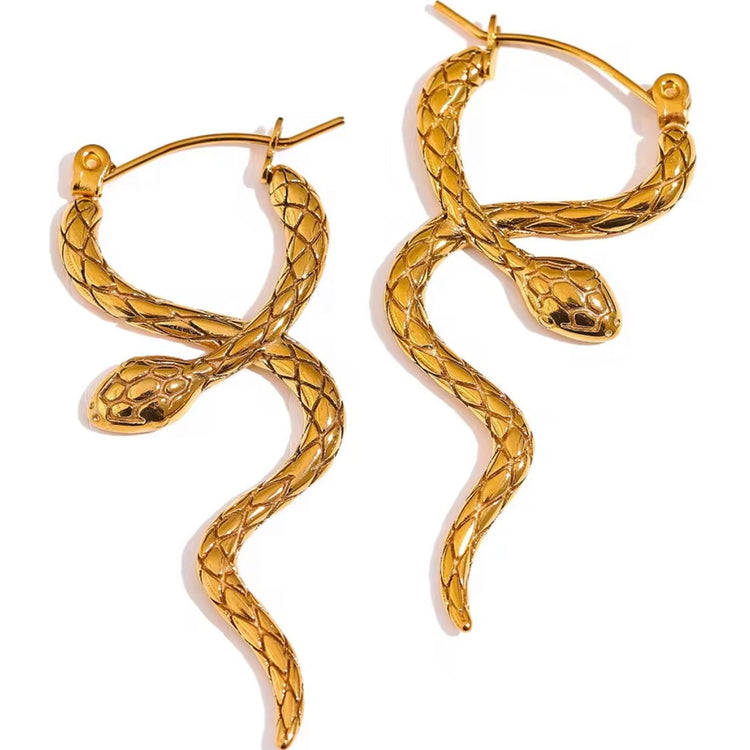 Gold Snake Drop Earrings XMTX Collections