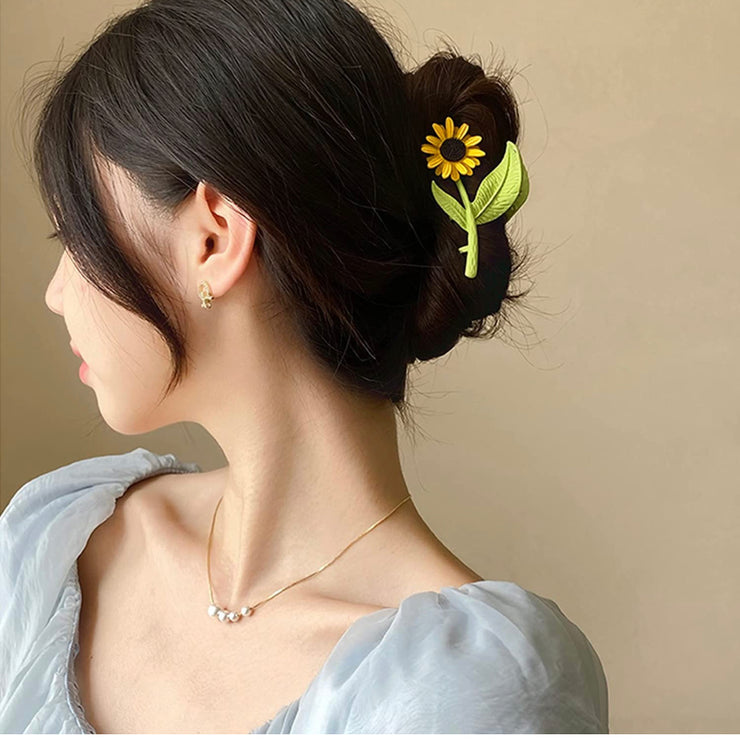 🌻 Sunflower Metal Hair Claw Clip